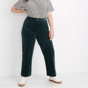 Madewell Slim Emmett Wide-Leg Crop Green Corduroy Pants Size 31